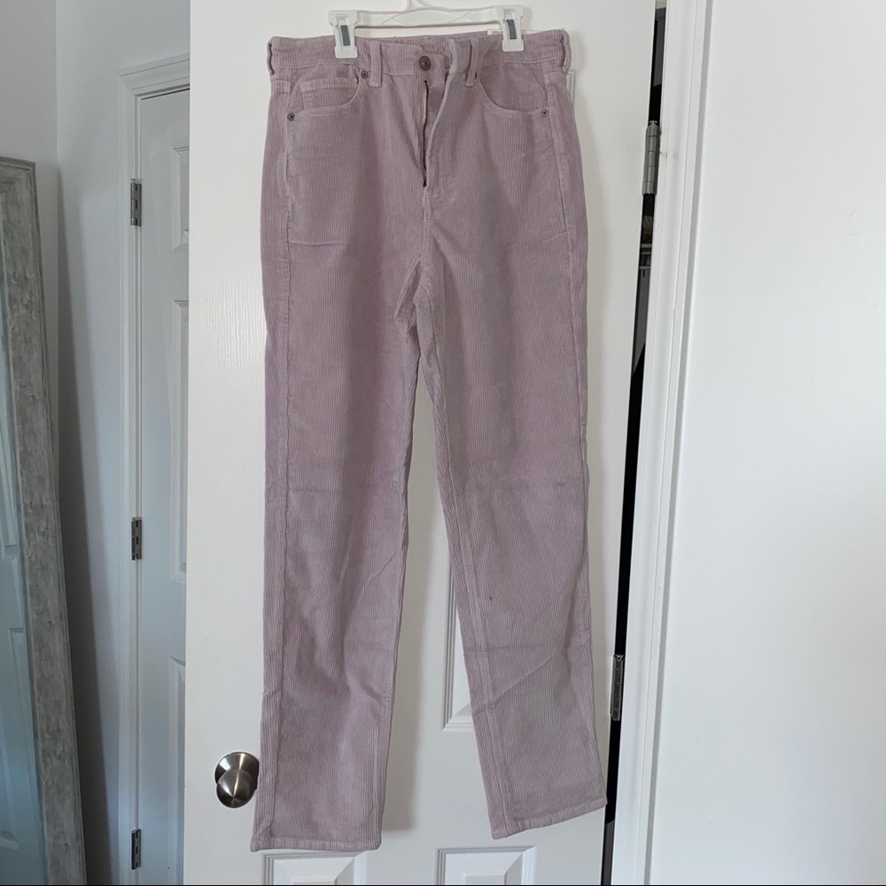 Purple corduroy straight pants